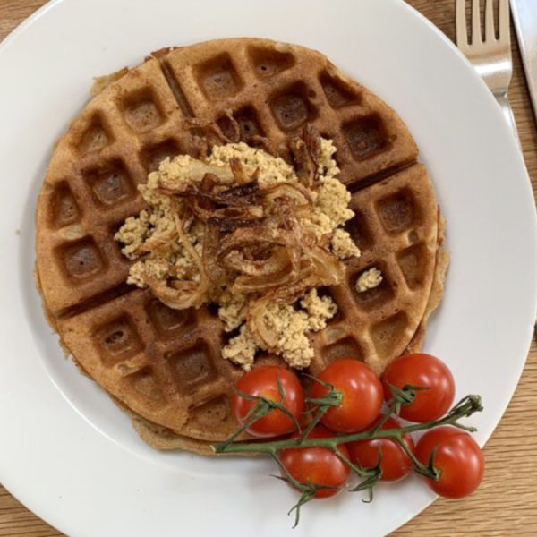 Beer and cheese waffles made with our gluten-free savoury waffle mix