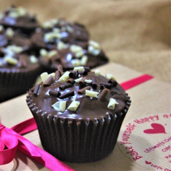 Ultimate chocolate cupcakes made with our cupcake baking kit
